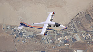 Nasa electric aircraft in the air